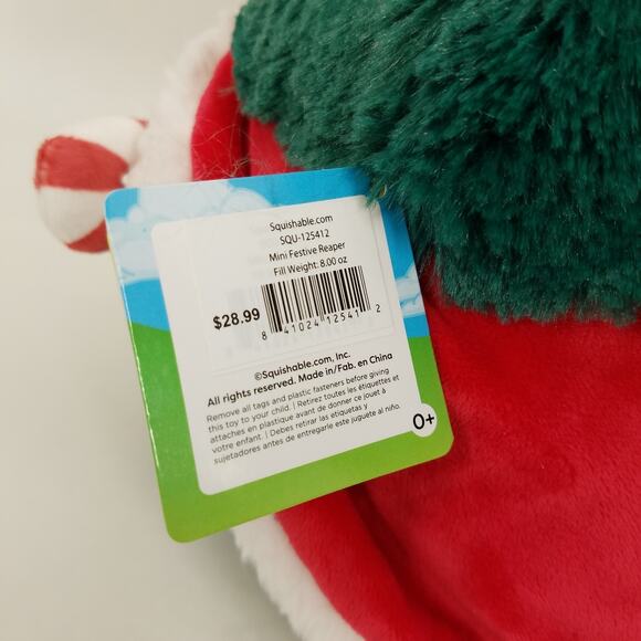 Squishable Mini Festive Reaper Plush Santa Hat Cape Candy Cane Stuffed Toy - Picture 8 of 12